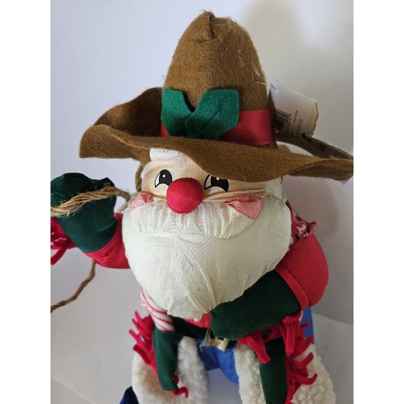 Plush Vintage Christmas Cowboy Santa Partial Tag Candy Cane Guns... - Picture 4 of 16